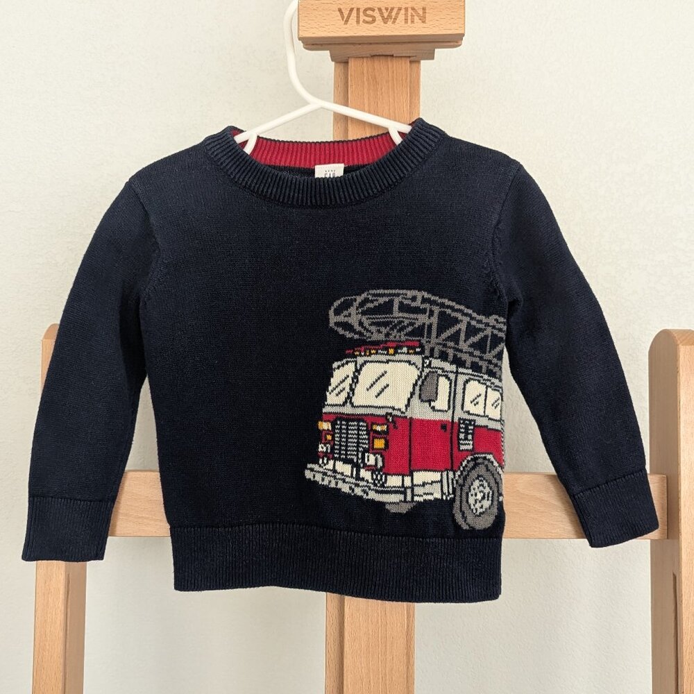GAP Fire Truck Knit Navy Sweater